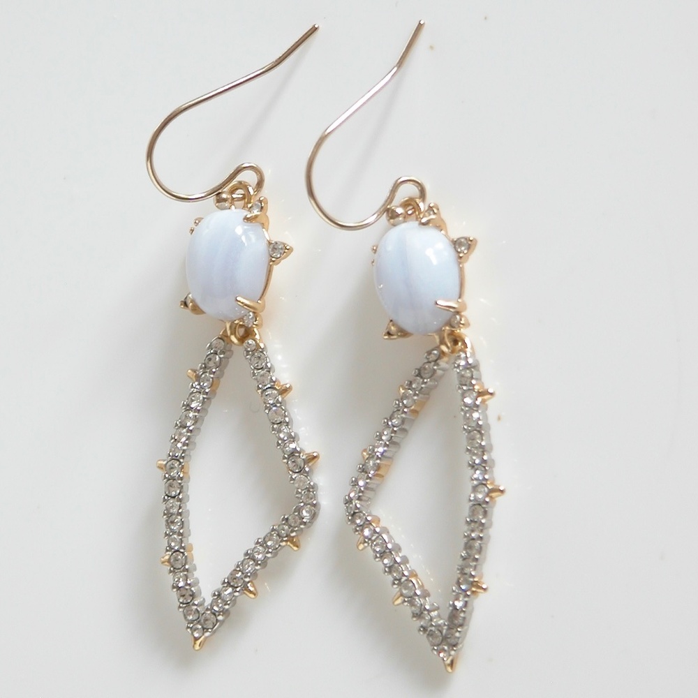 ALEXIS BITTAR Crystal Encrusted Dangle Earrings Abstract Signed RARE